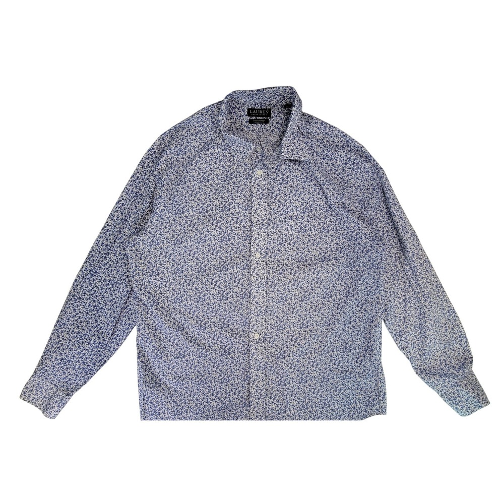 LAUREN Ralph Lauren‎ Men's Blue Floral Print Long Sleeve Button Up Shirt 16.5 L